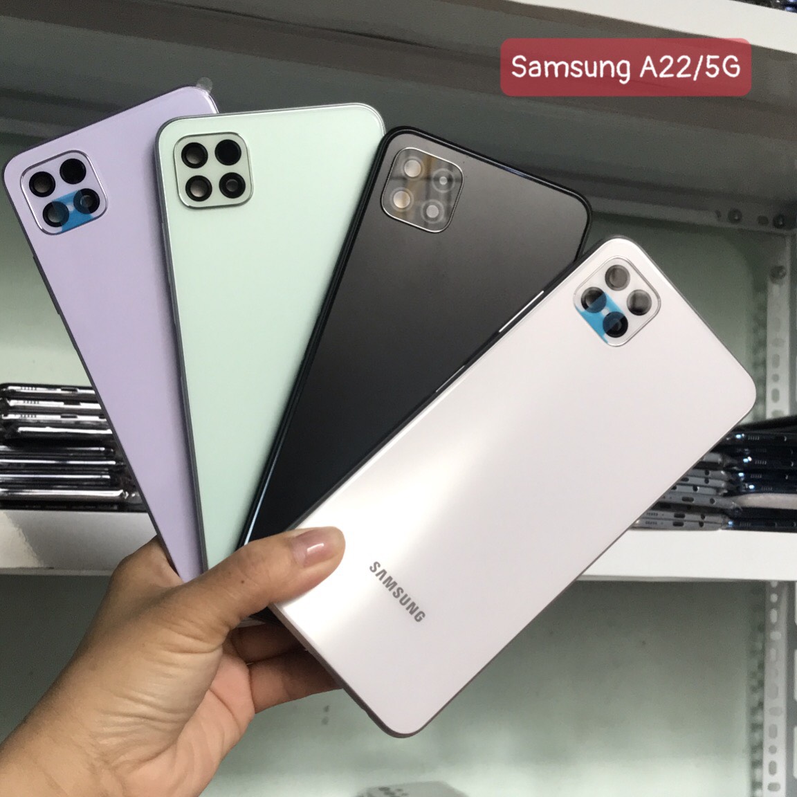 Bộ vỏ samsung A22 5g / samsung A22 bản 5G zin kèm kính camera,nút bấm