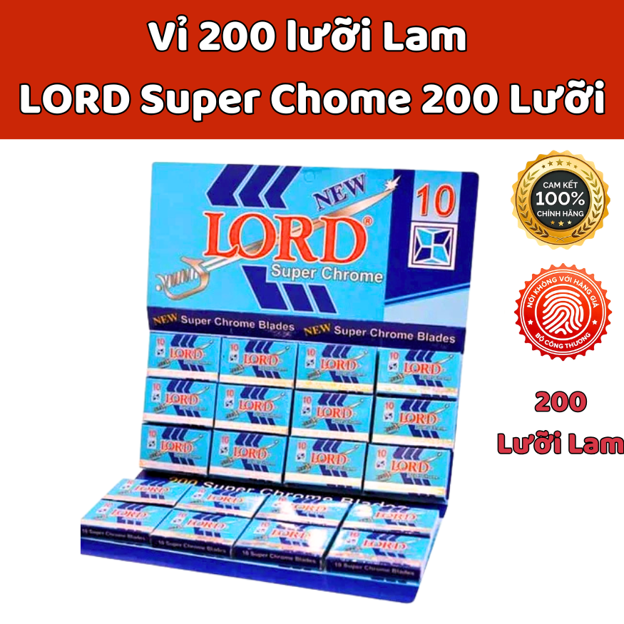Pack of 200 Lord Super Chrome Razor Blades [200 Blades], Super Sharp, Genuine.