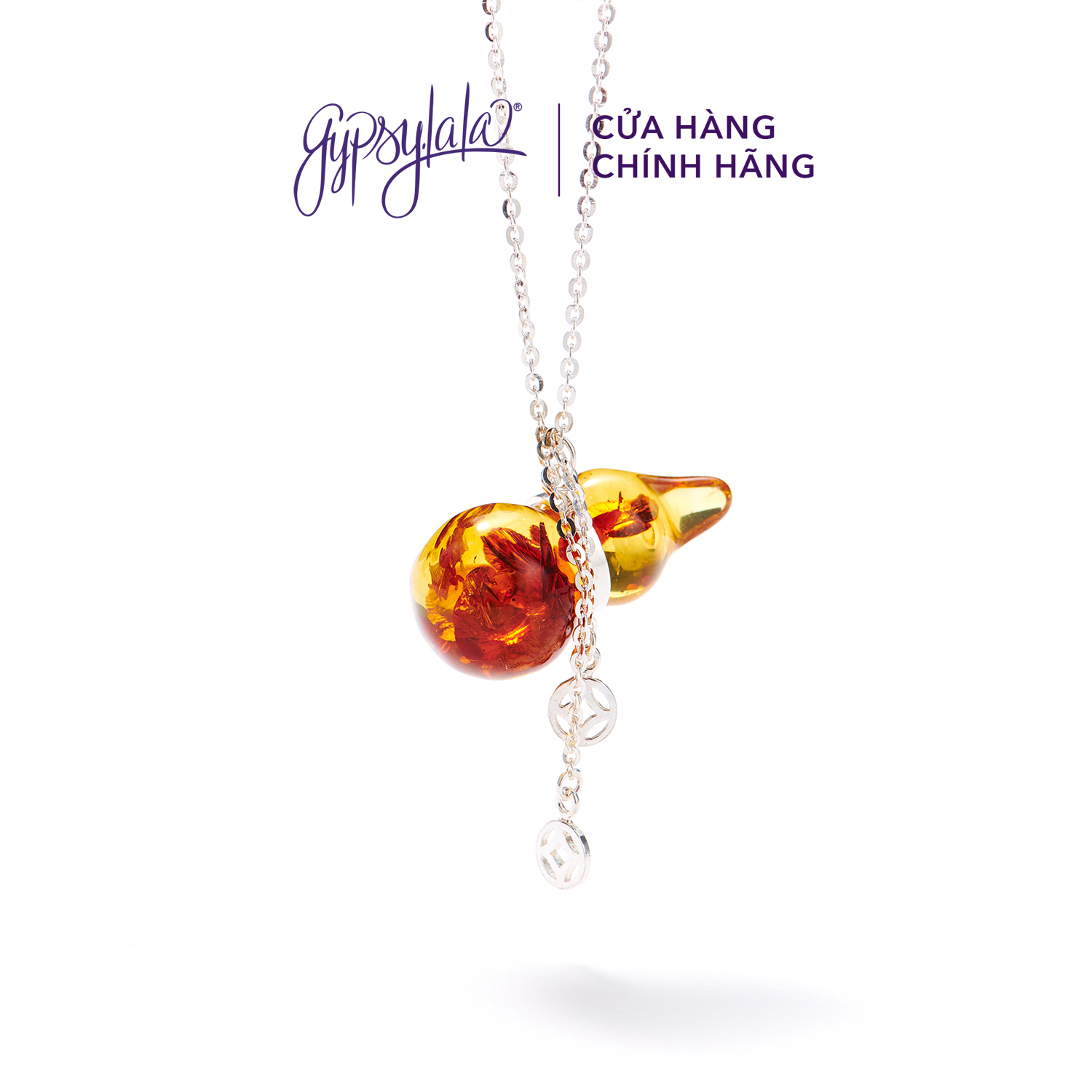Dây chuyền hồ lô đá hổ phách thiên nhiên sp003865 gypsy.lala