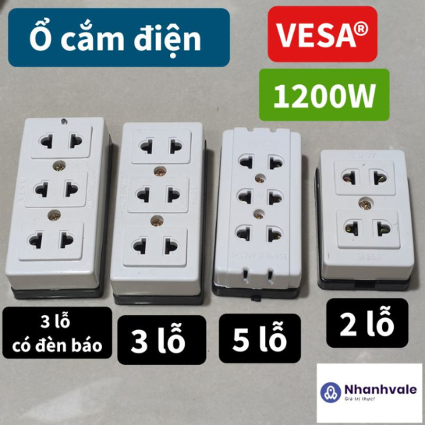 Ổ cắm điện không dây 2 - 3 - 5 lỗ cắm 1200w