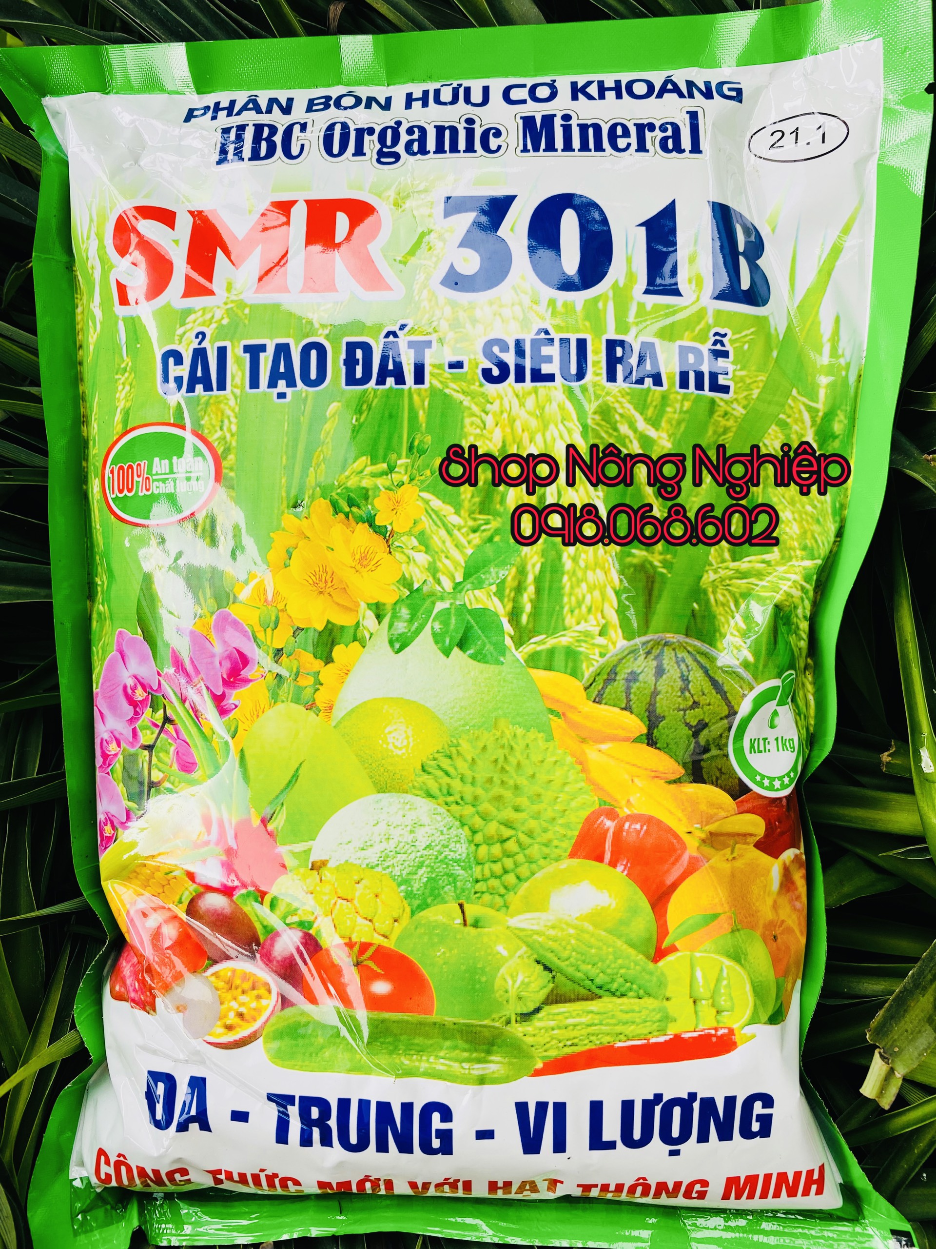 Phấ bón hữu cơ khoáng 301B, bổ sung đầy đủ dinh dưỡng chất cho cây mọi giai đoạn.