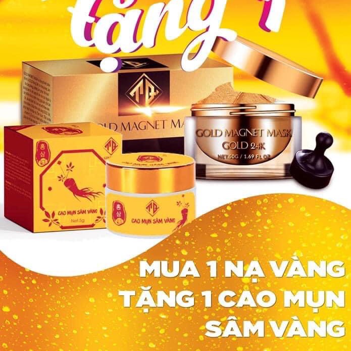MẶT NẠ VÀNG 24K QLADY - MẶT NẠ TỪ TÍNH TẶNG NAM CHÂM (tặng kèm cao mụn sâm vàng) hàng bao chuẩn cty 100%