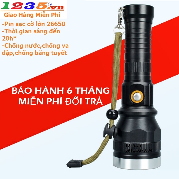 Đèn pin sạc siêu sáng chống nước fengxing x10-led cree xml t6