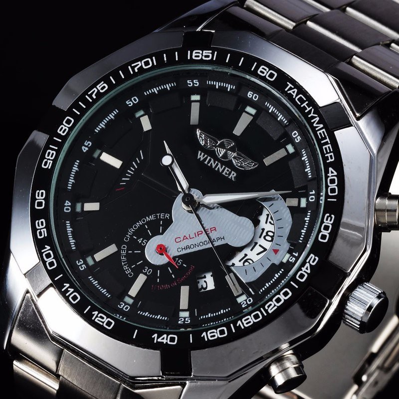 Đồng hồ cơ lộ máy có lịch ngày Winner W050