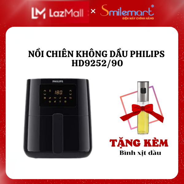 [BH chính hãng 2 NĂM] Nồi chiên không dầu Philips HD9252/90 - Lòng nồi 4.1lít, Giỏ nướng 2.2L, Bảng điều khiển điện tử