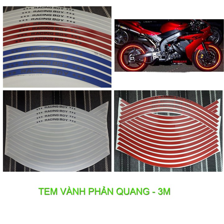 Tem vành xe máy phản quang RCB đủ màu