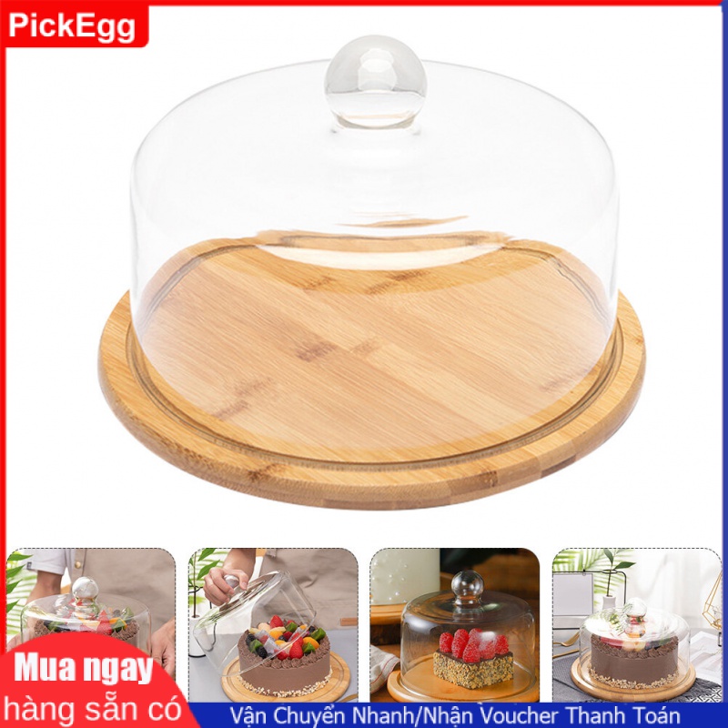 Đĩa Bánh Mì Gia Dụng PickEgg Đĩa Bánh Ngọt, Khay Đựng Đồ Ăn Nhẹ Tiện Lợi Có Nắp Kính