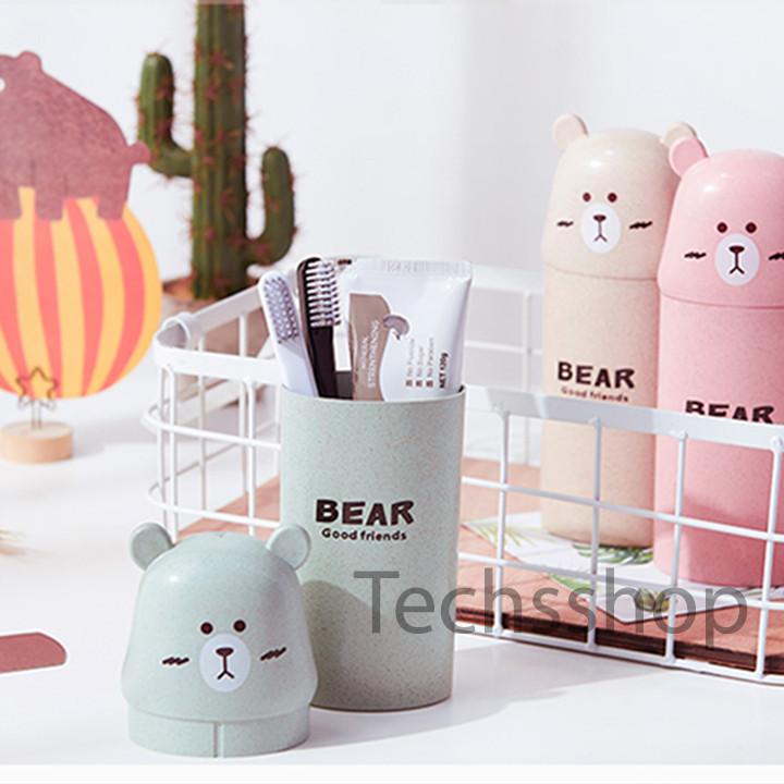 Cốc đựng bàn chải kem đánh răng hình gấu dành cho đi công tác dã ngoại - Hộp đựng bàn chải kem đánh răng du lịch - Hộp đựng dụng cụ vệ sinh cá nhân