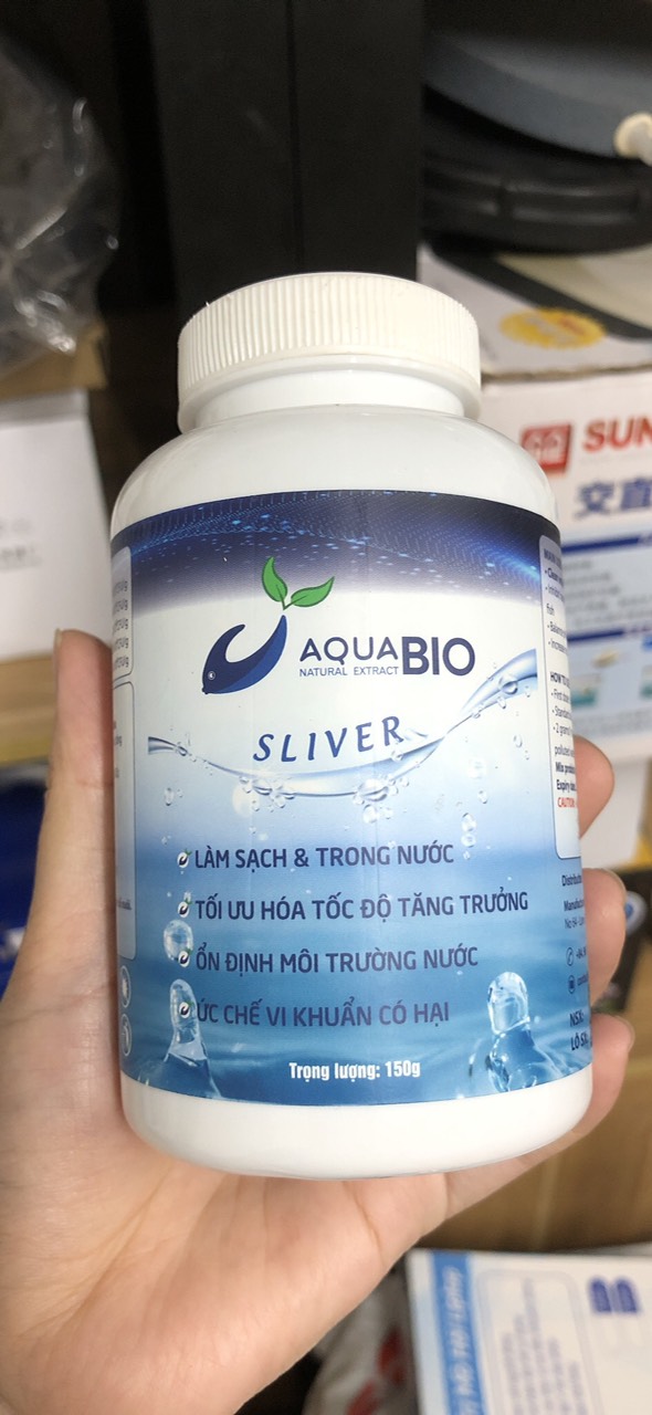 Men vi sinh aqua bio sliver lọ 150g giúp làm trong nước hồ cá koi, cân bằng ph