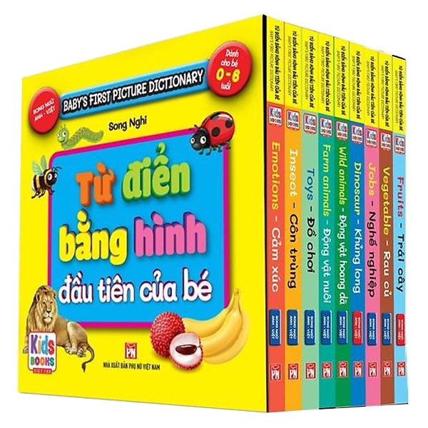 Fahasa - bộ hộp baby's first picture dictionary - từ điển bằng hình đầu tiên của bé - dành cho bé từ 0-6 tuổi - hộp vàng - 2022