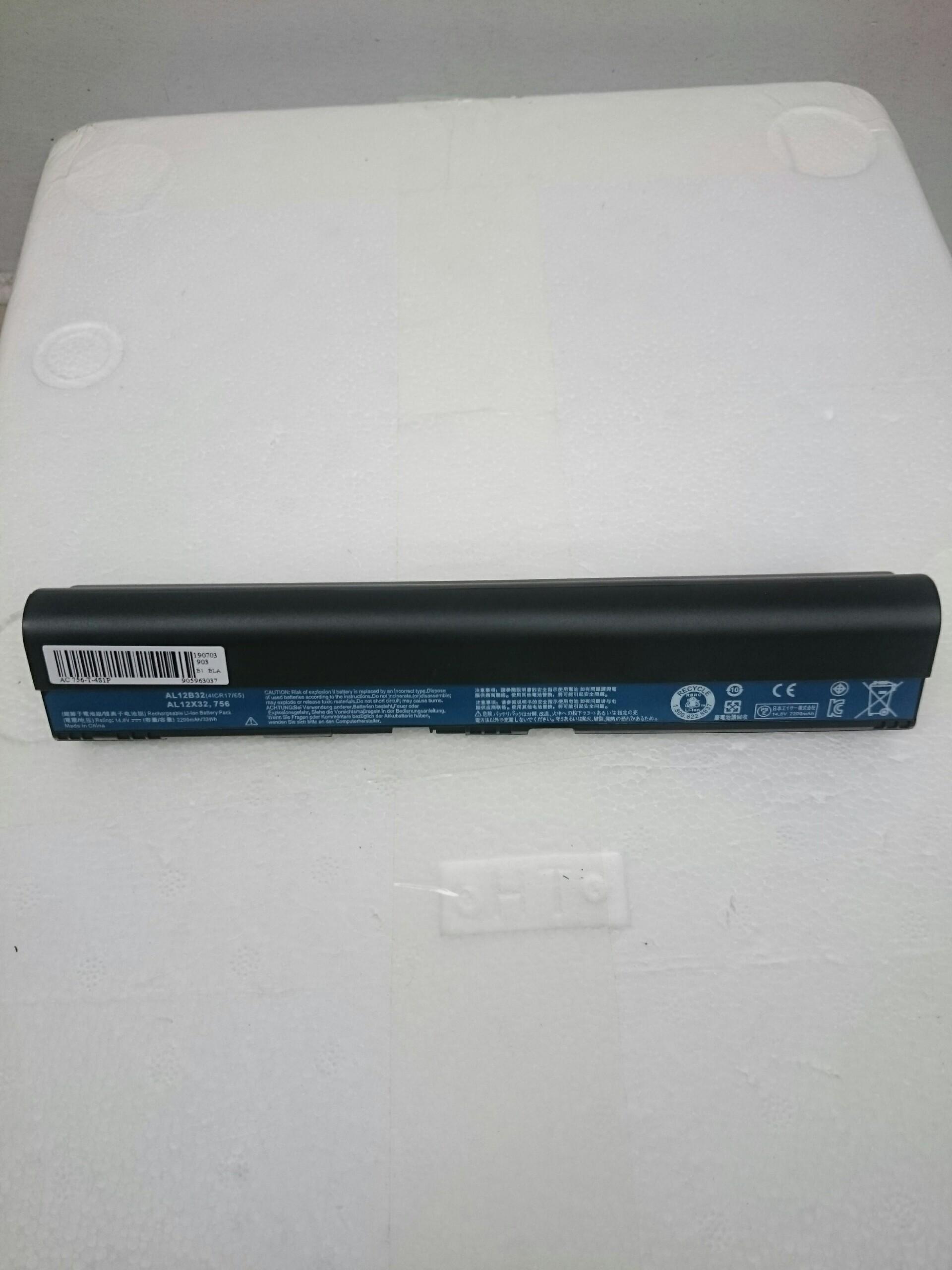 PIN LAPTOP ACER Aspire One 725 726 756 V5-121, V5-123, V5-131, V5-171, AL12A31, AL12B32, AL12B72 6Cell Bảo hành toàn quốc 12 tháng