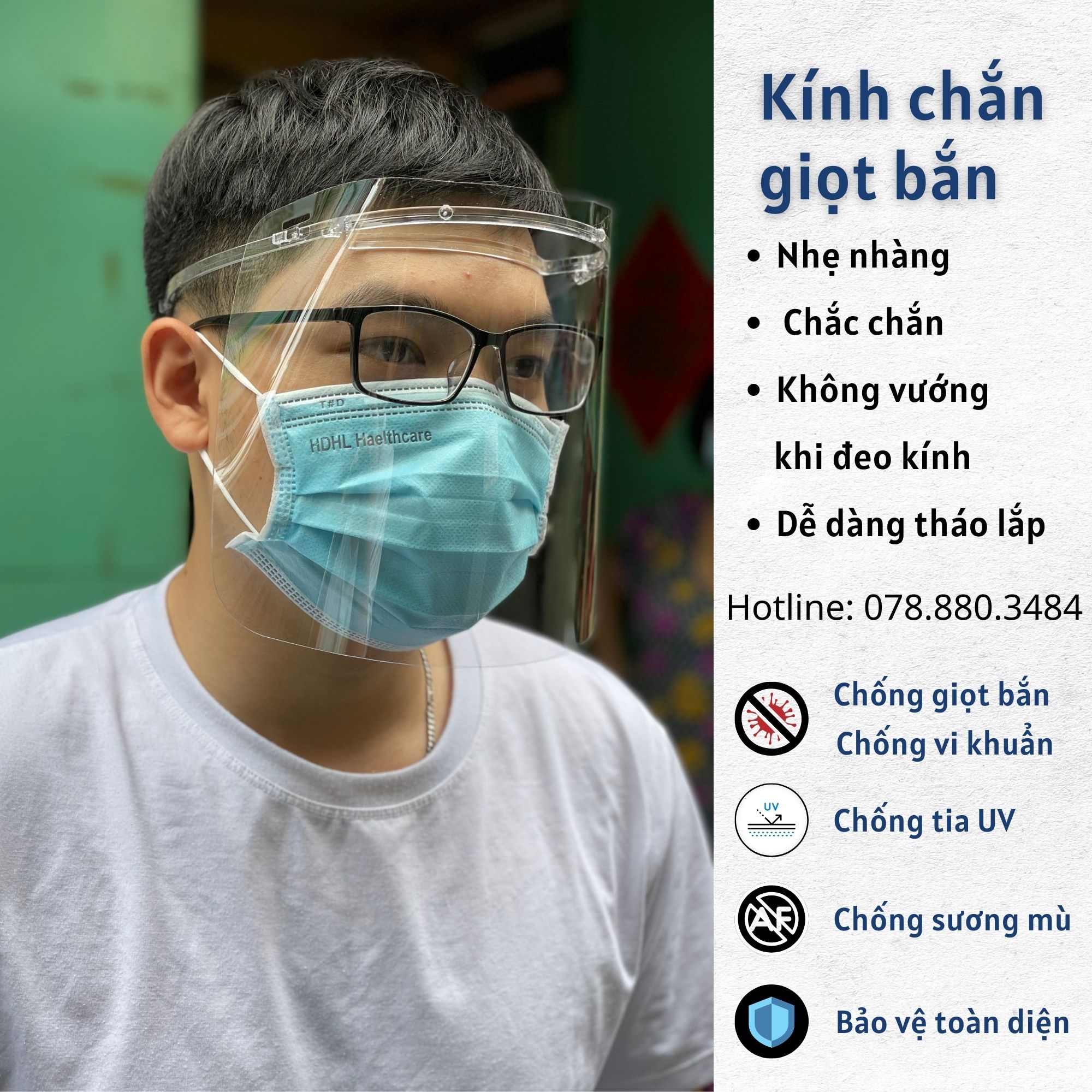 Kính chống giọt bắn cao cấp chống bụi không vướng mắt kính không bị sương mù