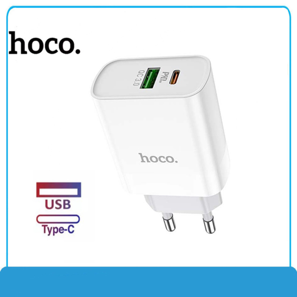 Củ sạc nhanh hoco c80 2 cổng sạc PD 20w QC3.0 - cốc sạc chống cháy nổ quick changre 3.0 cho ip samsung OPPO realme ...
