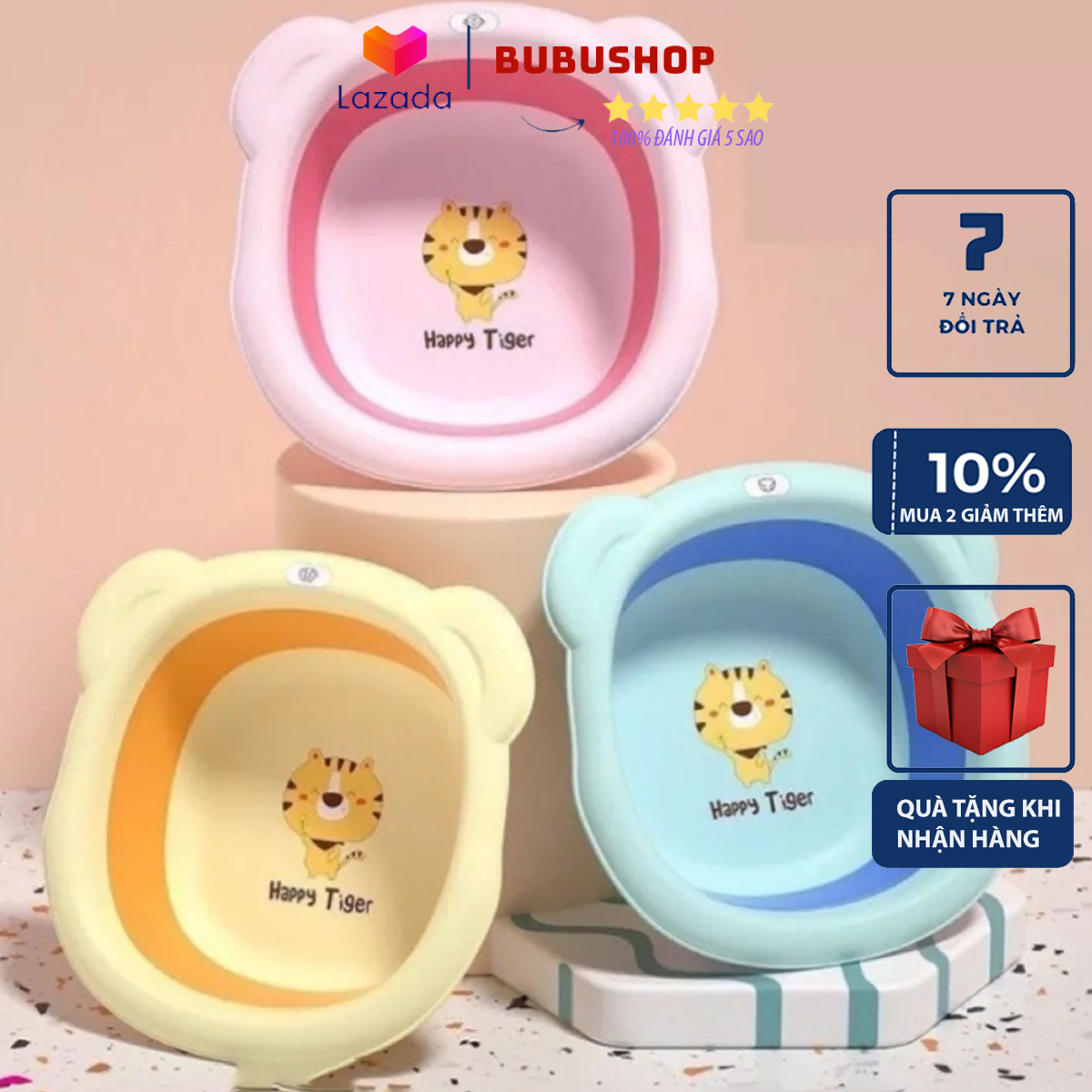 Chậu rửa mặt gấp gọn cho bé, Thau Gấp Gọn, Chậu silicon Hình Hổ và ngẫu nhiên Xếp Gọn tiện lợi Mang Đi Du Lịch, Thau Rửa Mặt - bubinshop