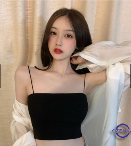 Áo hai dây tăm, áo 2 dây thun croptop ôm sợi bún đen