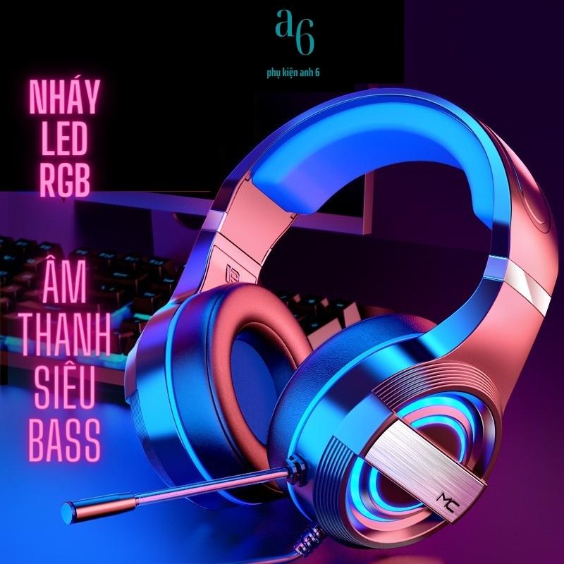 Tai nghe chụp tai GAMING MC Q9 có đèn LED đổi màu, có mic đàm thoại, headphone chơi game trên laptop, pc