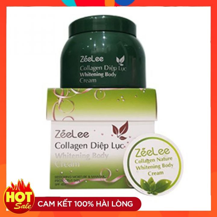 [HOT+TẶNG TẨY TẾ BÀO CHẾT 19K] Kem body dưỡng trắng da toàn thân collagen diệp luc Zeelee 200g