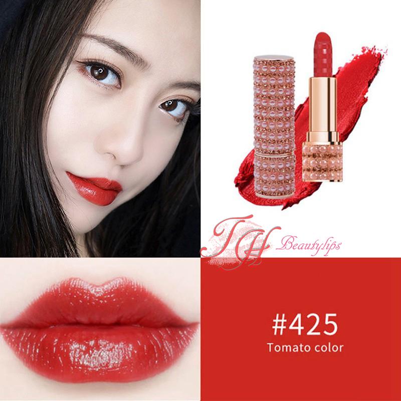 Son môi thân son đính hạt trai tinh tế chất son mịn đẹp