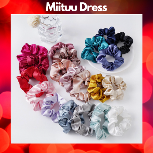 Dây buộc tóc scrunchies lụa satin phi bóng sang chảnh nhiều màu bản nhỏ Miituu SL1