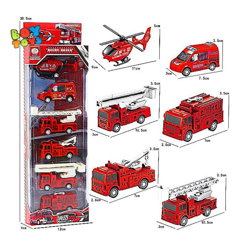 ✿℗ Set 6 đồ chơi xe cứu hỏa chạy đà cho bé thỏa sức vui chơi