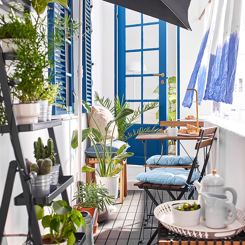 [XK IKEA] Bàn ghế gỗ ban công gấp gọn khung sắt sơn tĩnh điện dùng cho ban công chung cư, sân vườn, quán cafe -Bàn, Ghế làm việc văn phòng, du lịch dã ngoại, ban công sân vườn đa năng