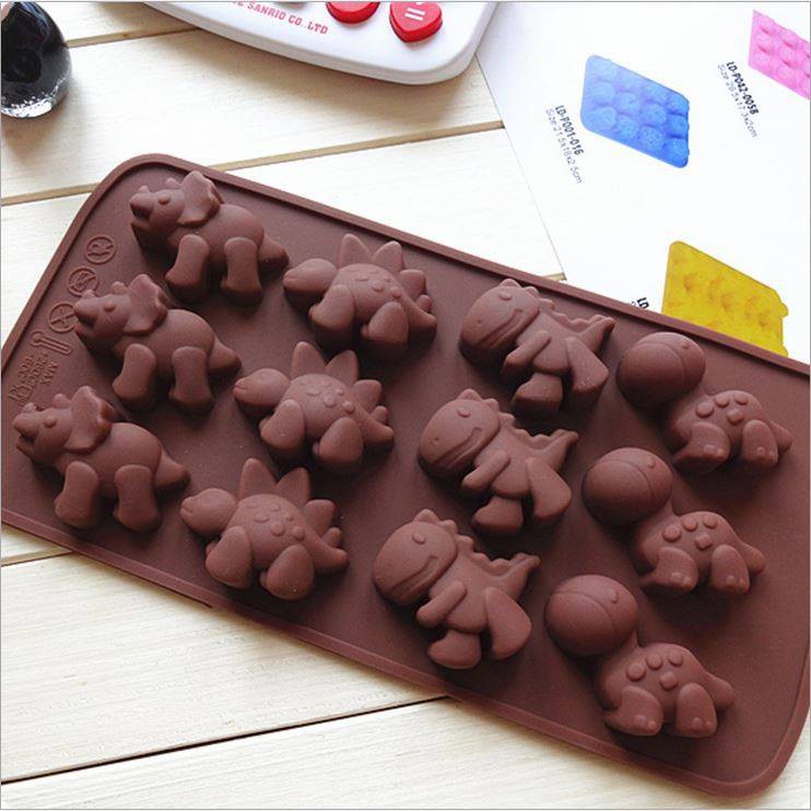 Khuôn silicone hình khủng long làm kẹo dẻo socola