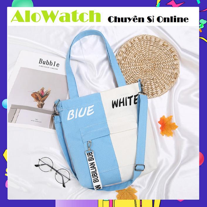 Túi tote nữ phối nữa 2 màu phong cách hàn quốc alowatch