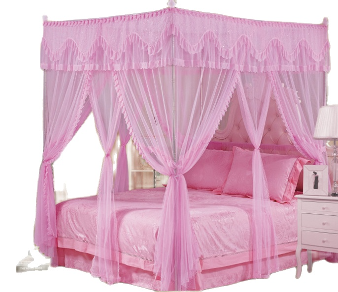 Màn (mùng) khung công chúa không khoan tường  màu hồng (kích thước 1.8*2m ) khung inox -vải tuyn mắt nhỏ chống muỗi -hàng cao cấp