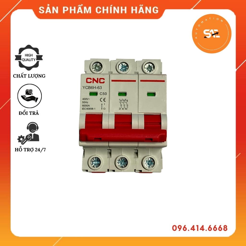 Aptomat cnc 3 pha 50a ycb6h-63 3p c50, cầu dao tự động 3 pha 50a hãng cnc electric hàng chính hãng