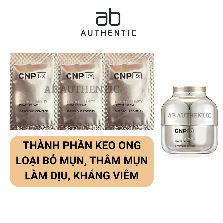 Combo 5 gói Sample Kem dưỡng keo ong tái tạo, phục hồi da Cnp Rx Youth Extremity Cream- AB Authentic