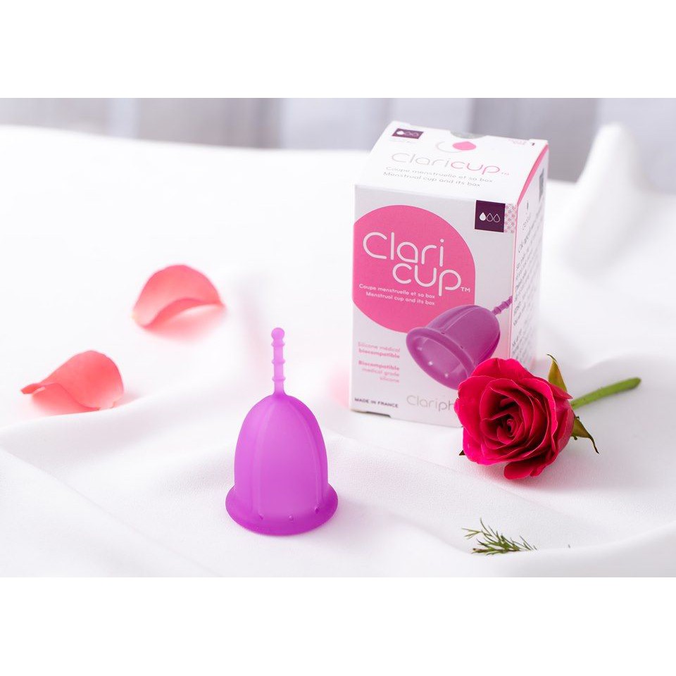 Cốc nguyệt san CLARICUP tặng kèm dung dịch và túi vải ,cốc tiệt trùng.
