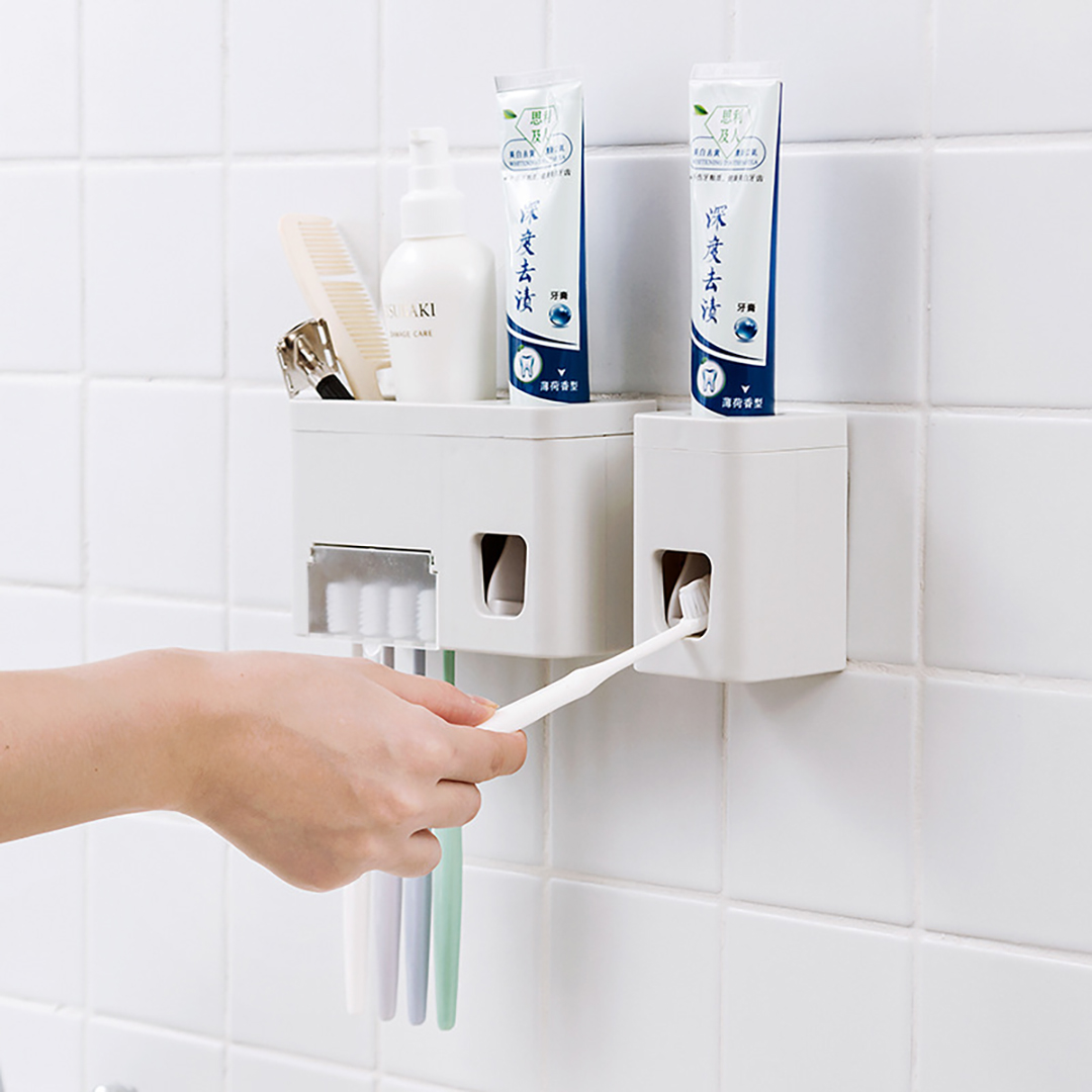 Kệ để bàn chải đánh răng và dụng cụ lấy kem đánh răng tự động RONGLING 2458 treo tường đa chức năng BELLA925