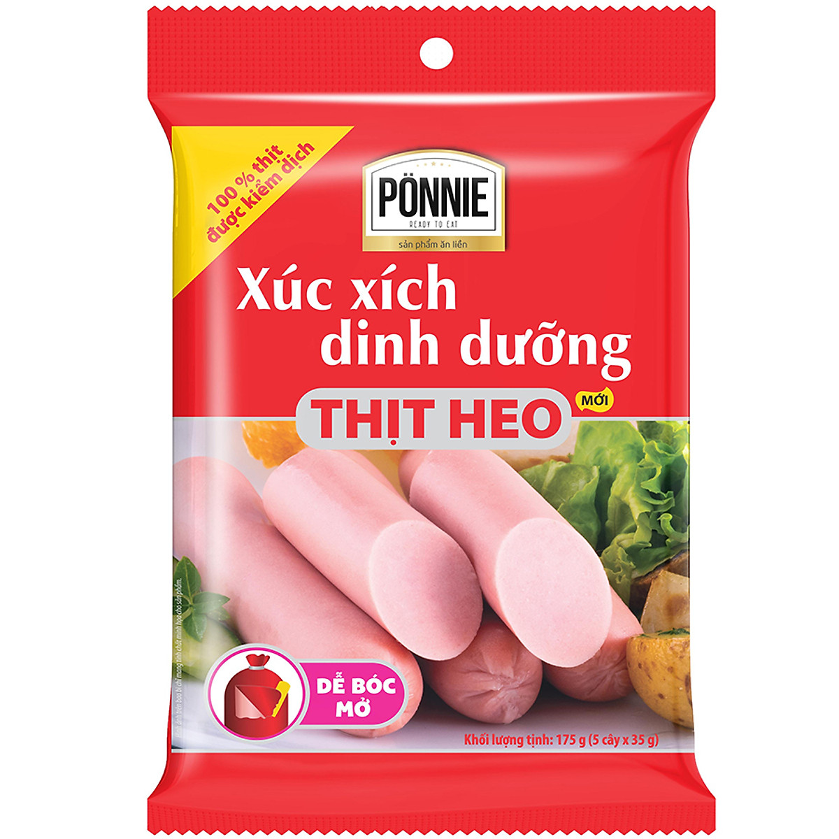Gói 6 cây xúc xích dinh dưỡng Ponnie ăn liền x35g