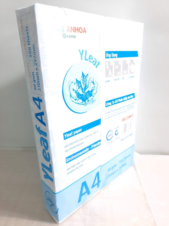 Giấy An Hòa - Yleaf A4/ ĐL60 - 500 tờ/ram ( Made in Việt Nam )