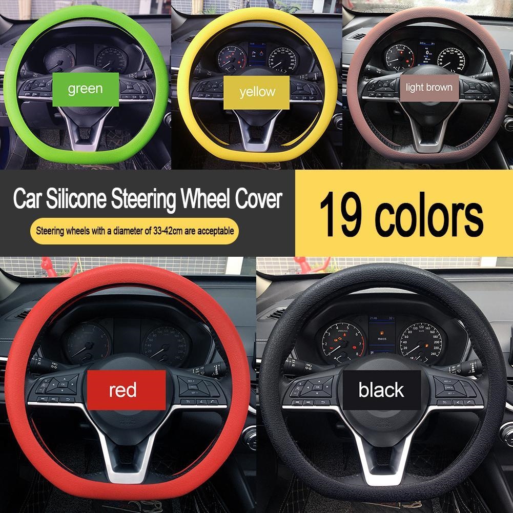 【YF】 Car Silicone Steering Wheel Cover Elastic Glove Texture Soft Multi Decoration Covers Accessories