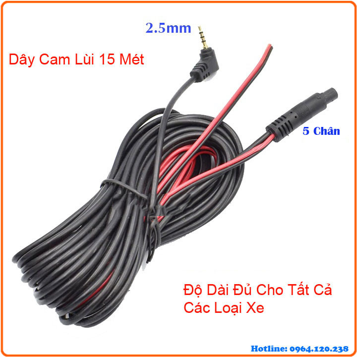 Dây Tín Hiệu 15M Cho Camera Lùi - Dây Tín Hiệu Cho Camera Hành Trình ( Loại 5 Chân )