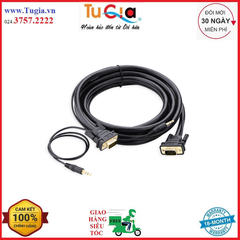 Cáp vga và audio 3.5mm ugreen vg102 11626 - đen hàng chính hãng