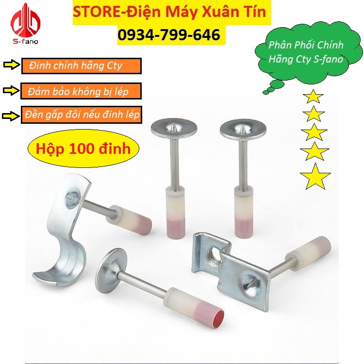 Đinh vít bê tông bắn ty trần thạch cao tiêu âm mũ tròn gim tường d32 để cố định dùng cho máy bắn ty.(100 cái).