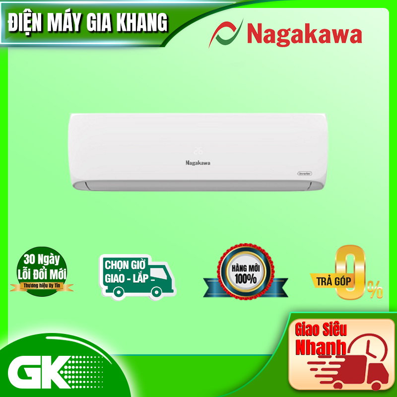 Máy lạnh Nagakawa Inverter 1 HP NISC09R2H12 Màng lọc khí sạch NaFin 5 X3 sức mạnh Chế độ Super làm lạnh siêu nhanh GIAO TOÀN QUỐC HCM