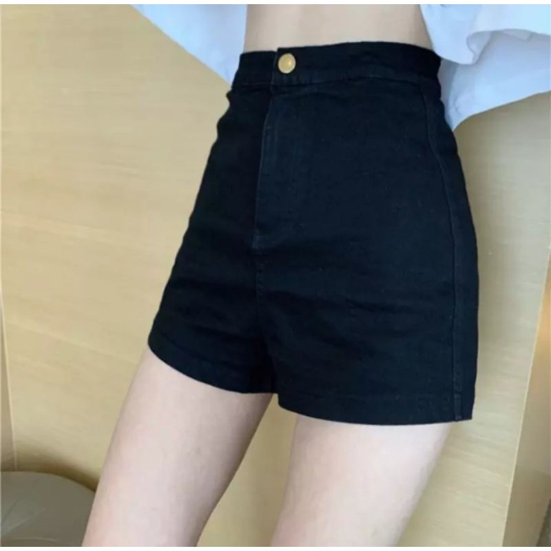 Quần shorts ""không túi ""lưng cao