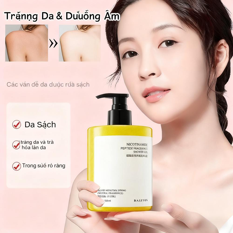 Sữa Tắm Dưỡng Trắng Niacinamide 500ml Hương Nước Hoa Trắng Da Làm đều Màu Da Lưu Hương Lâu Mềm Mịn Toàn