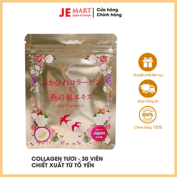 Viên Collagen tươi chiết xuất từ vi cá mập và tổ yến 30 viên