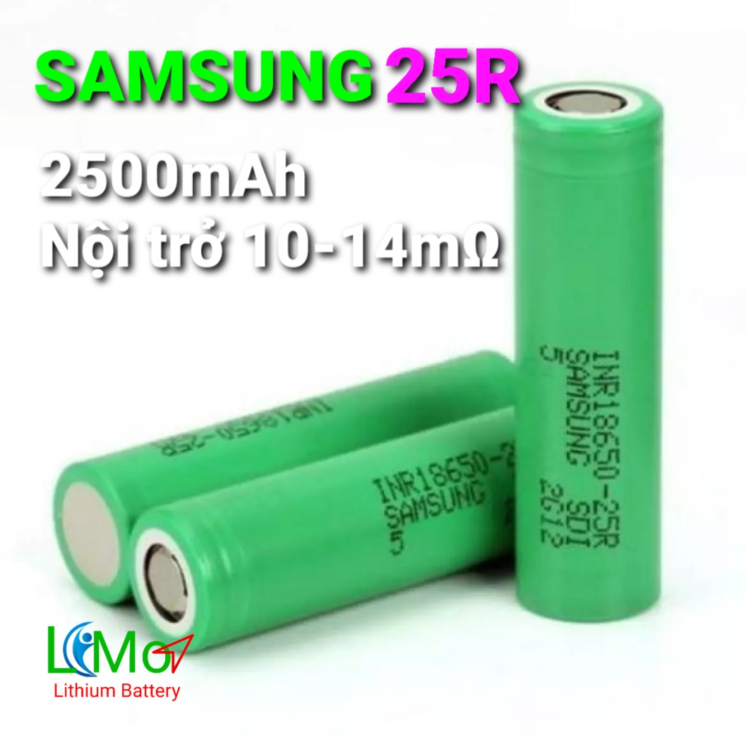 sl. Cell pin sạc 18650 SAMSUNG 25r - 2500mAh. INR 18650 mới 100%. Hàng được test kĩ trước khi gửi - LIMO