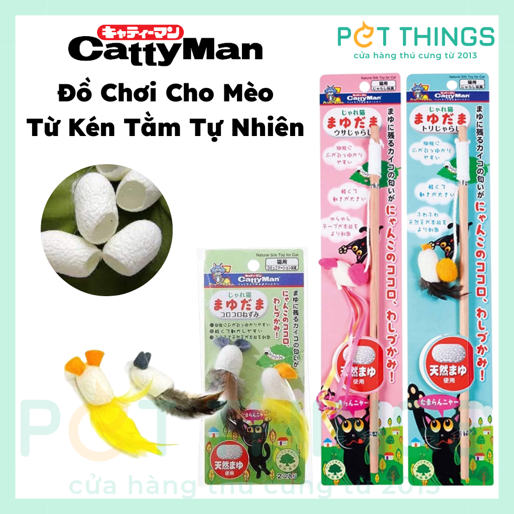 Cattyman đồ chơi từ kén tằm và cần câu cho mèo