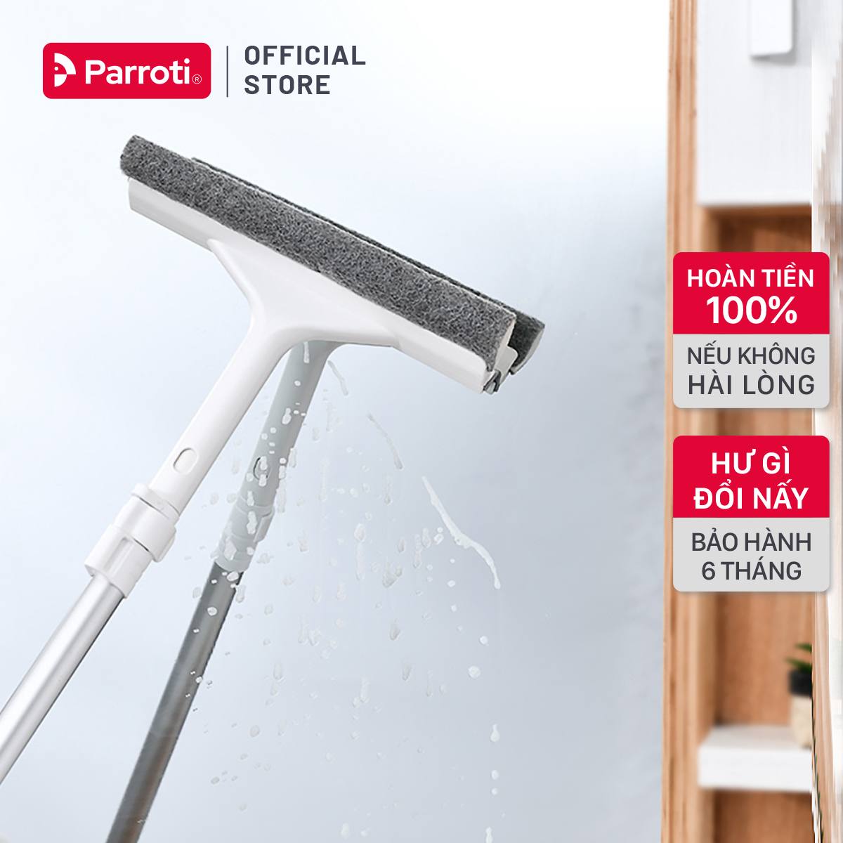 Cây lau kính thông minh, gạt chùi kính đa năng 2 đầu trong 1 - Parroti Shiny SN01