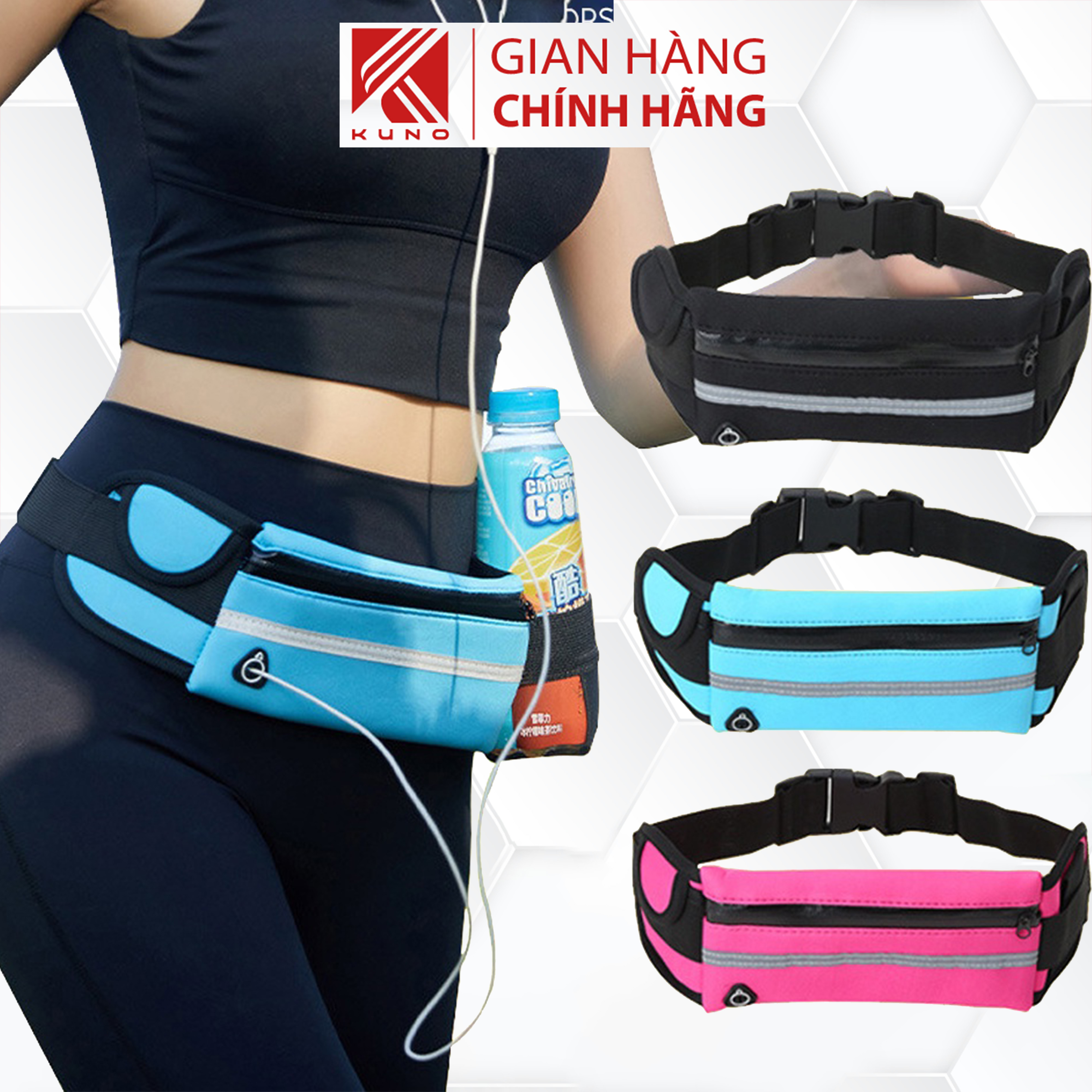 Túi Đeo Bụng Chạy Bộ KUNO SPORT Túi Đeo Hông Chạy Bộ Có Led Phản Quang