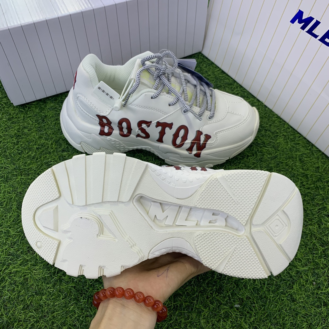 [Ảnh thật] giầy thể thao MLB Boston trắng thời trang nam nữ