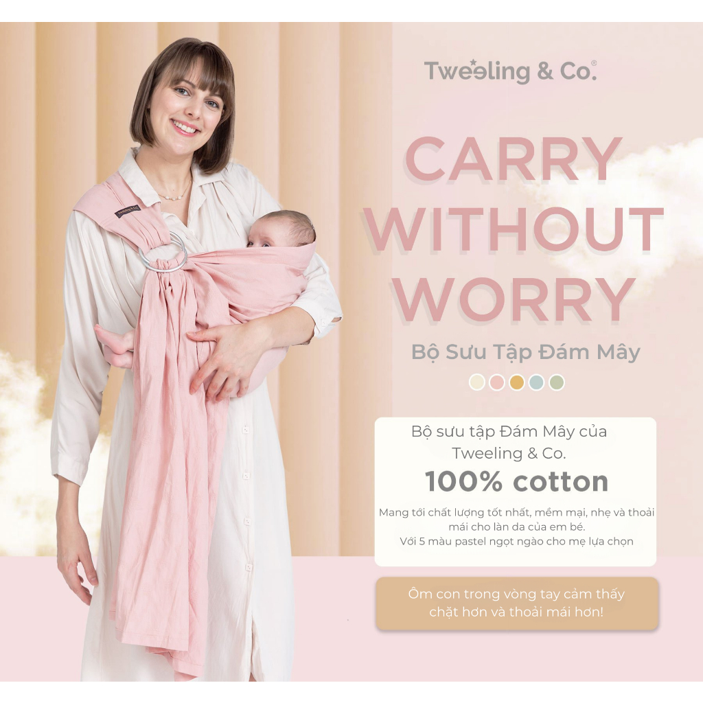 [CHÍNH HÃNG] Khăn Địu (Địu Vải) Em Bé Sơ Sinh Pastel Ngọt Ngào Baby Sling BBS2102