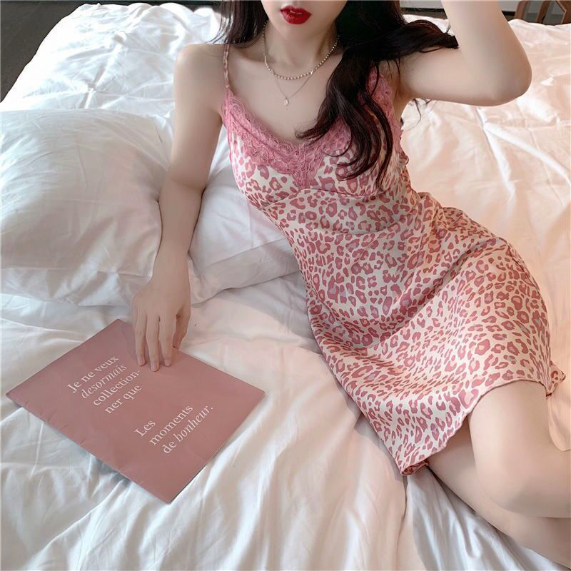 Váy ngủ lụa da beo satin cao cấp ifunsy – freeship – đầm ngủ đồ ngủ sexy - kèm mút ngực