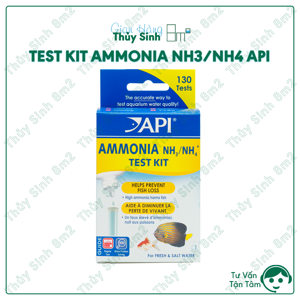Test kit ammonia nh3 nh4 api | bộ đo chỉ số nước thủy sinh, nước mặn | 8m2